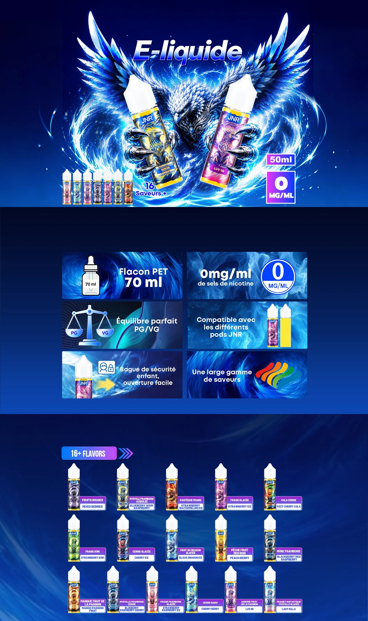 JNR E-liquide 50 ml 0 mg