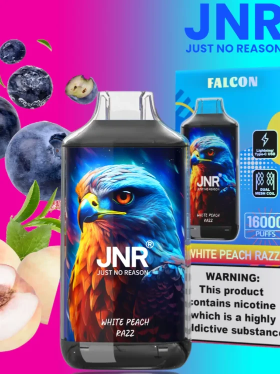 JNR Falcon 16000 Puff Blanco Melocotón Razz